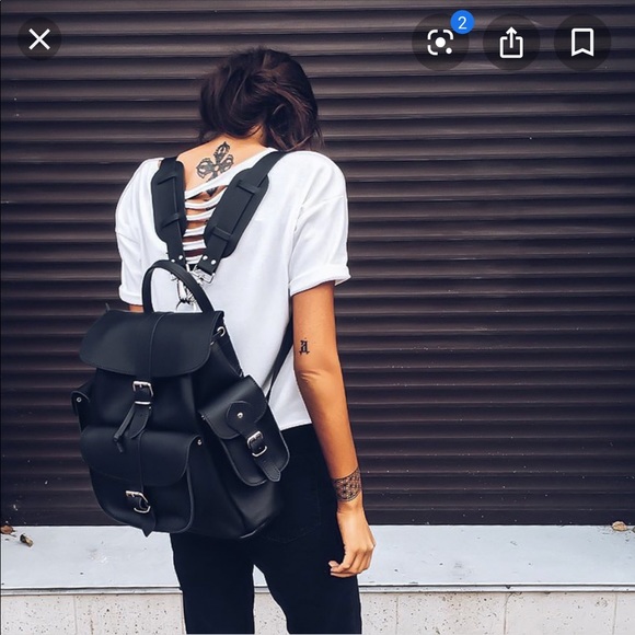 Grafea Black Leather Backpack Rucksack - Picture 5 of 7